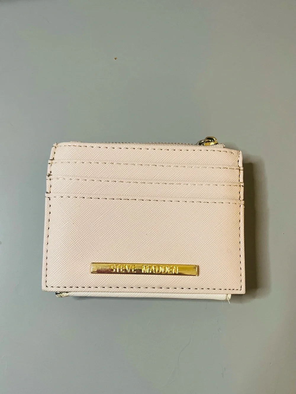 Steve Madden Small Bifold Wallet Blush Pink Saffiano Snap Closure GUC